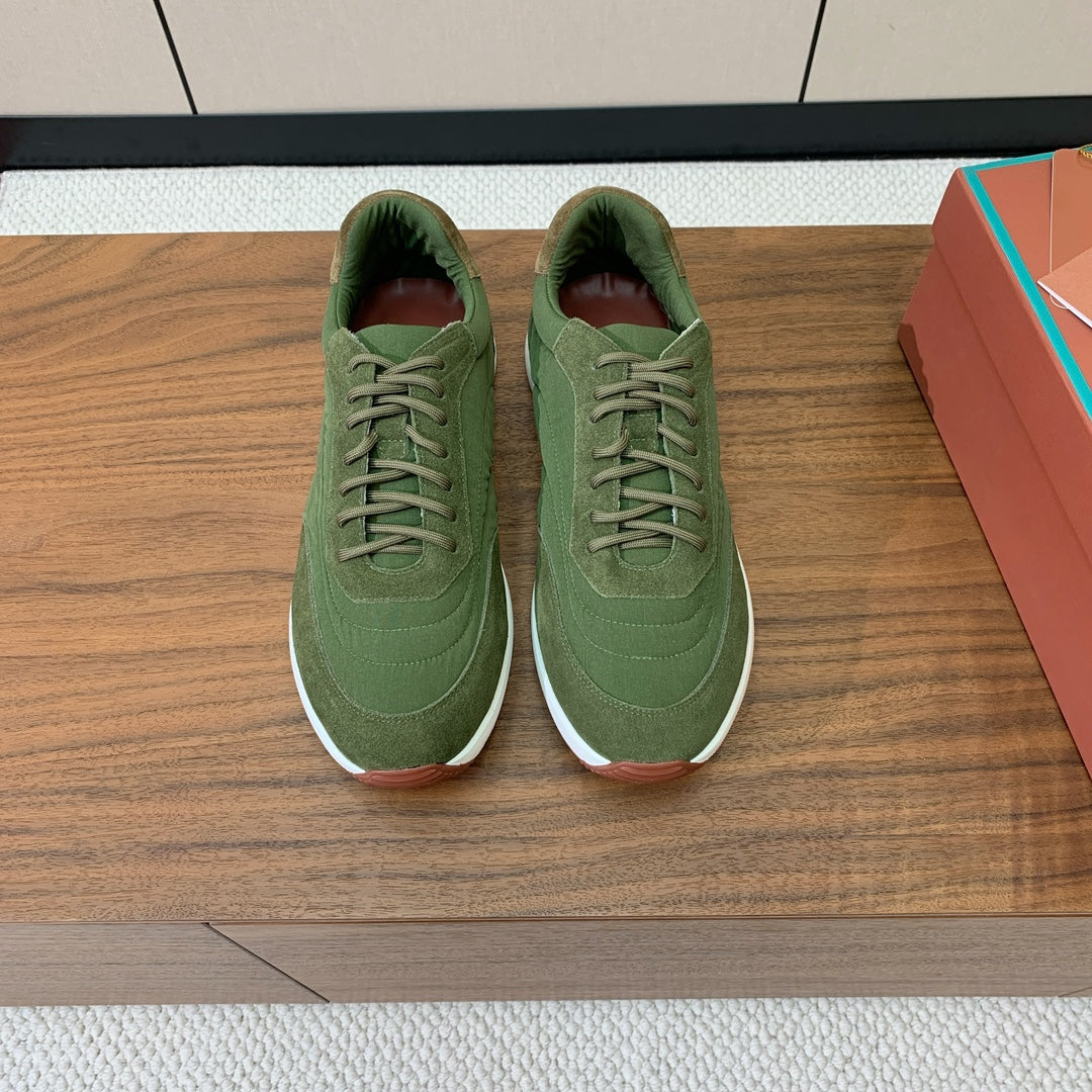 LP Week End Walk Sneaker In Hunter Green Denim Fabric And Sudede 984387