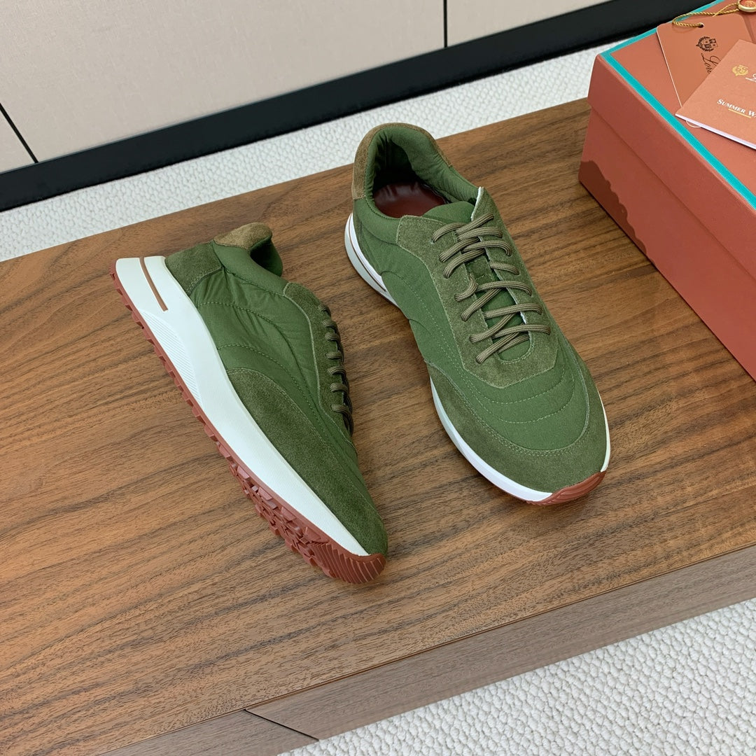 LP Week End Walk Sneaker In Hunter Green Denim Fabric And Sudede 984387