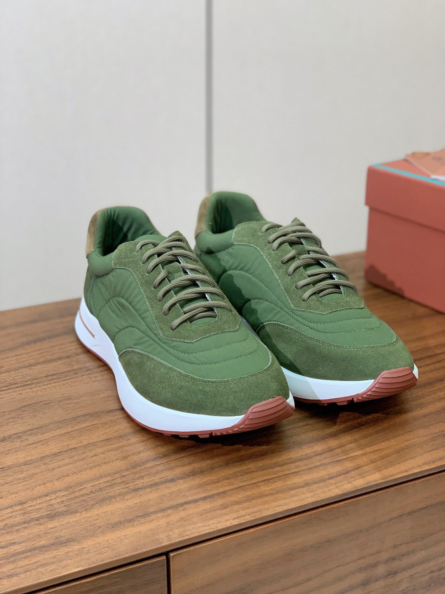 LP Week End Walk Sneaker In Hunter Green Denim Fabric And Sudede 984387