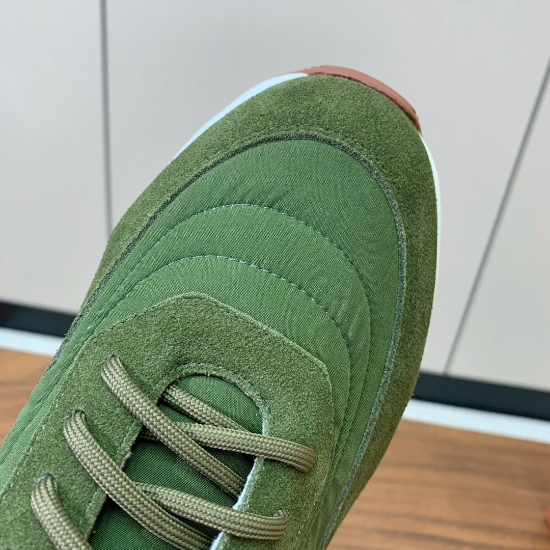 LP Week End Walk Sneaker In Hunter Green Denim Fabric And Sudede 984387