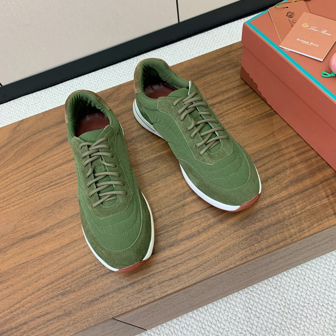 LP Week End Walk Sneaker In Hunter Green Denim Fabric And Sudede 984387