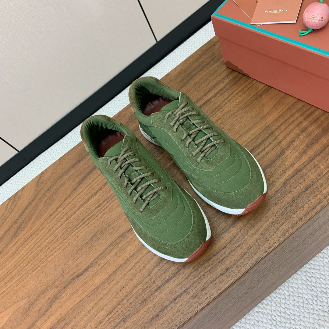 LP Week End Walk Sneaker In Hunter Green Denim Fabric And Sudede 984387