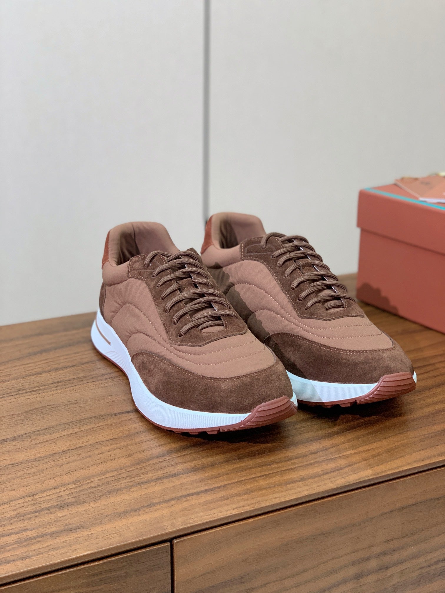 LP Week End Walk Sneaker In Tawny Mix Earth Brown Denim Fabric And Sudede 984389