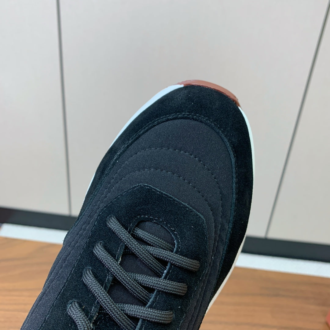 LP Week End Walk Sneaker In Black Mix Navy Blue Denim Fabric And Sudede  984391