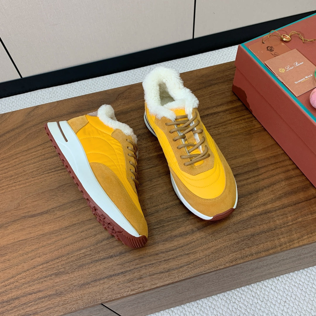 LP Week-end Walk Sneakers In Yellow Mix Dark Yellow Denim With Wool Fleece Lining  984278