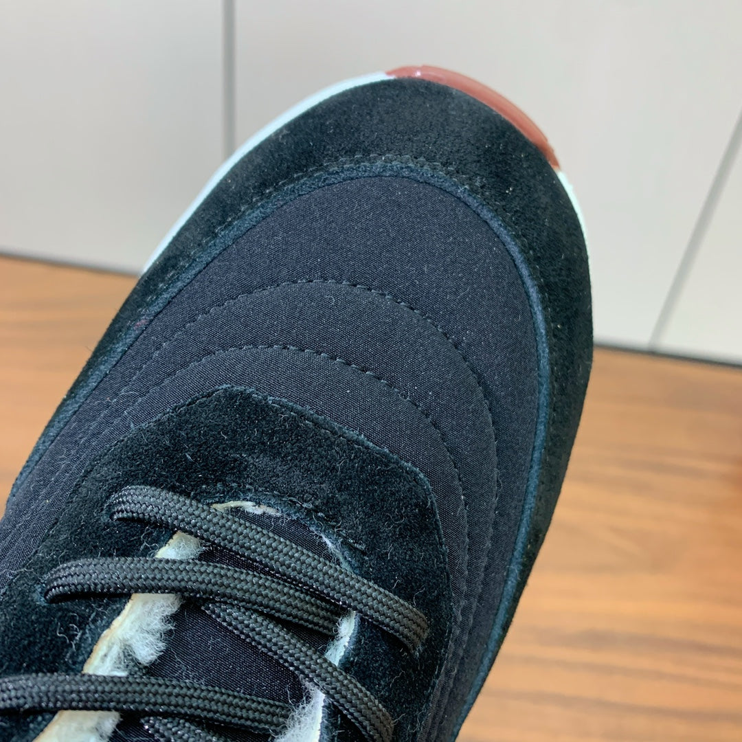 LP Week-end Walk Sneakers In Black Mix Navy Blue Denim With Wool Fleece Lining 984281