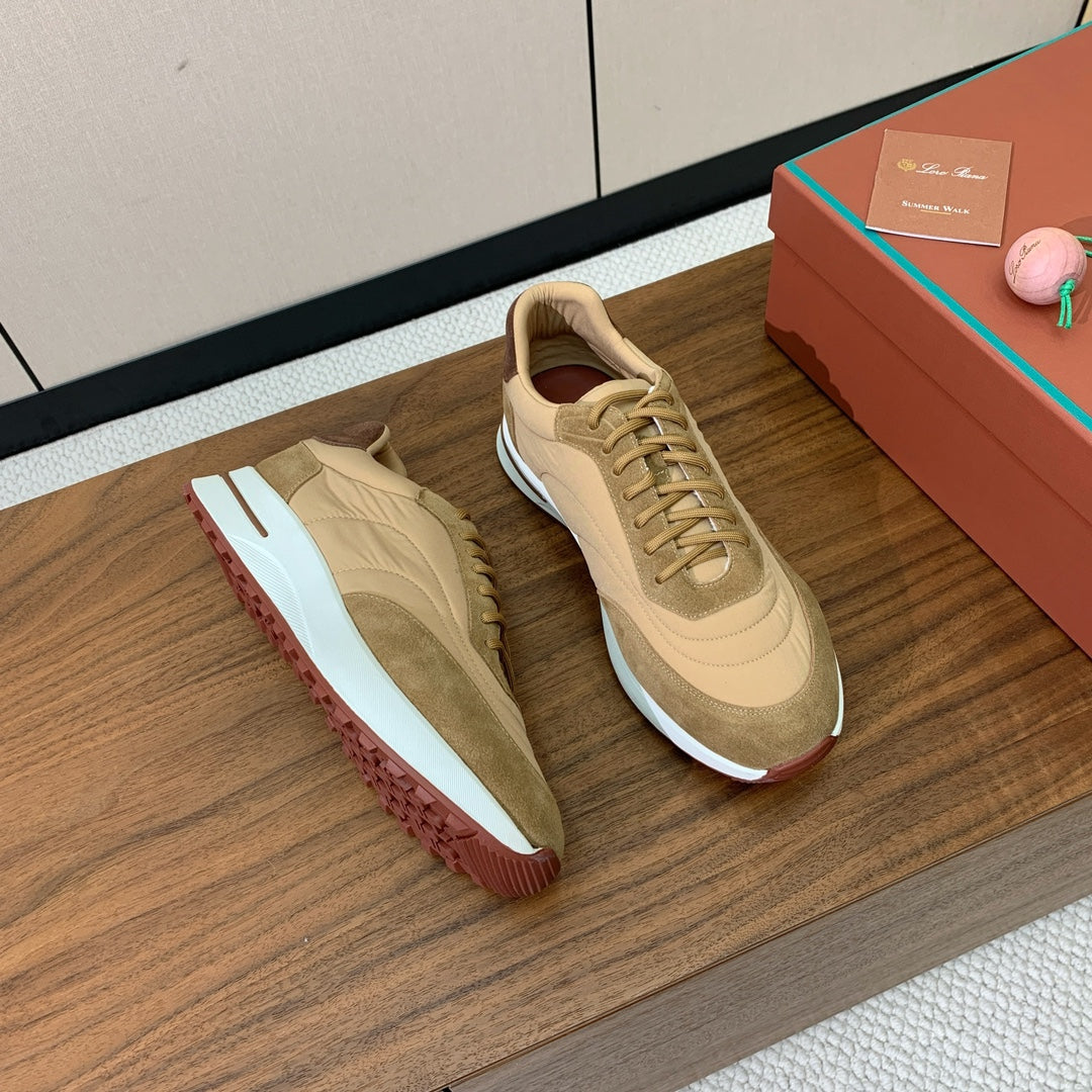 LP Week End Walk Sneaker In Dark Beige Mix Camel Denim Fabric And Sudede 984393