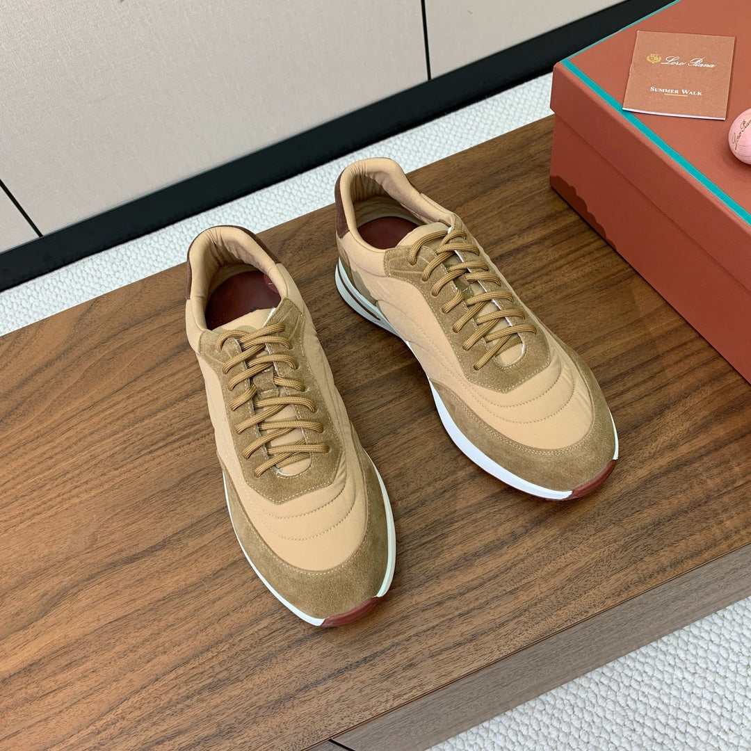 LP Week End Walk Sneaker In Dark Beige Mix Camel Denim Fabric And Sudede 984393