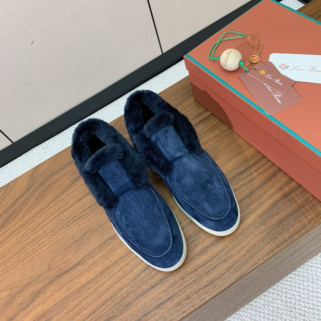 LP Open Walk Ankle Boot In Navy Blue Suede With Wool Fleece Lining  984275