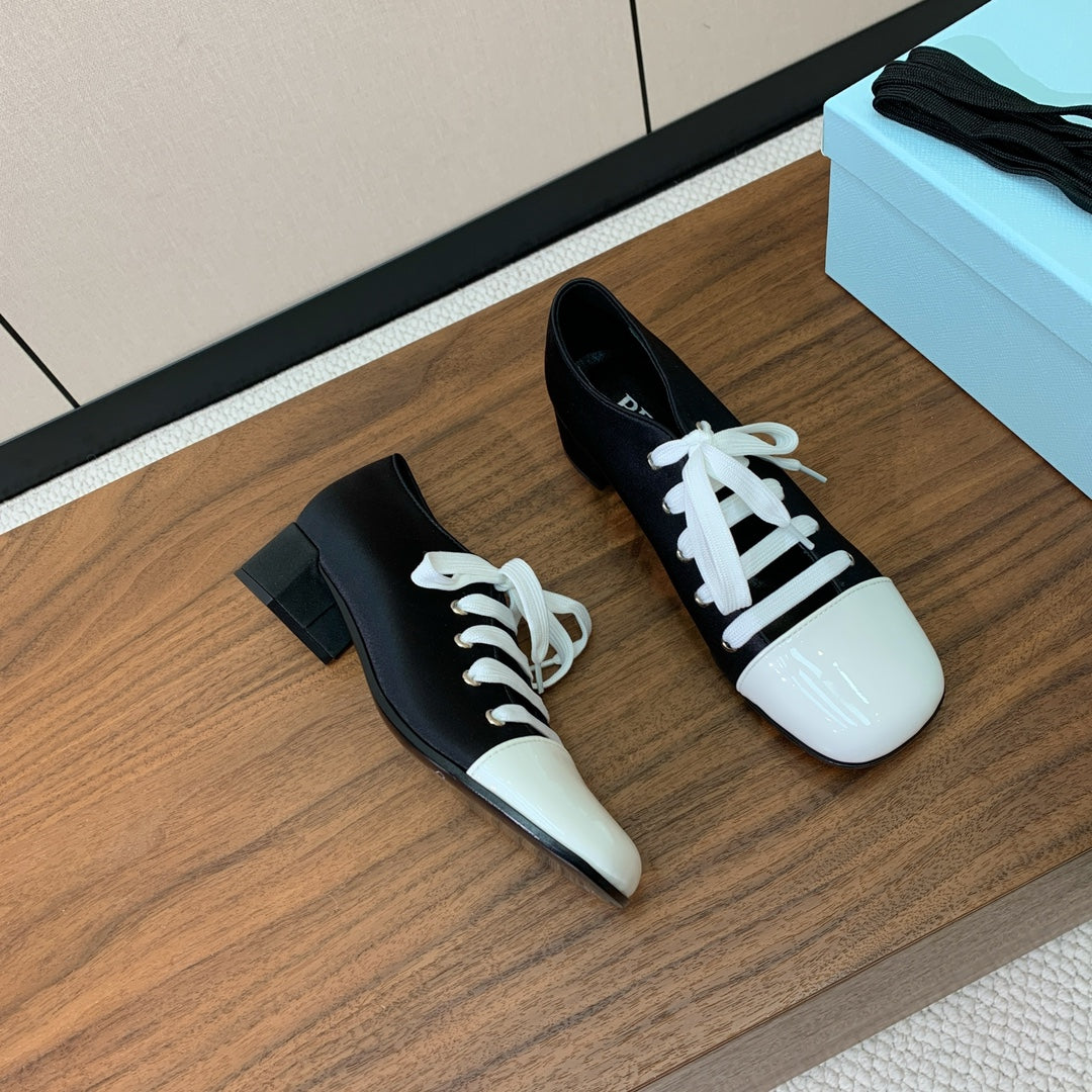 PRA 26S Chunky Heeled 40 Black White Sheepskin 606374