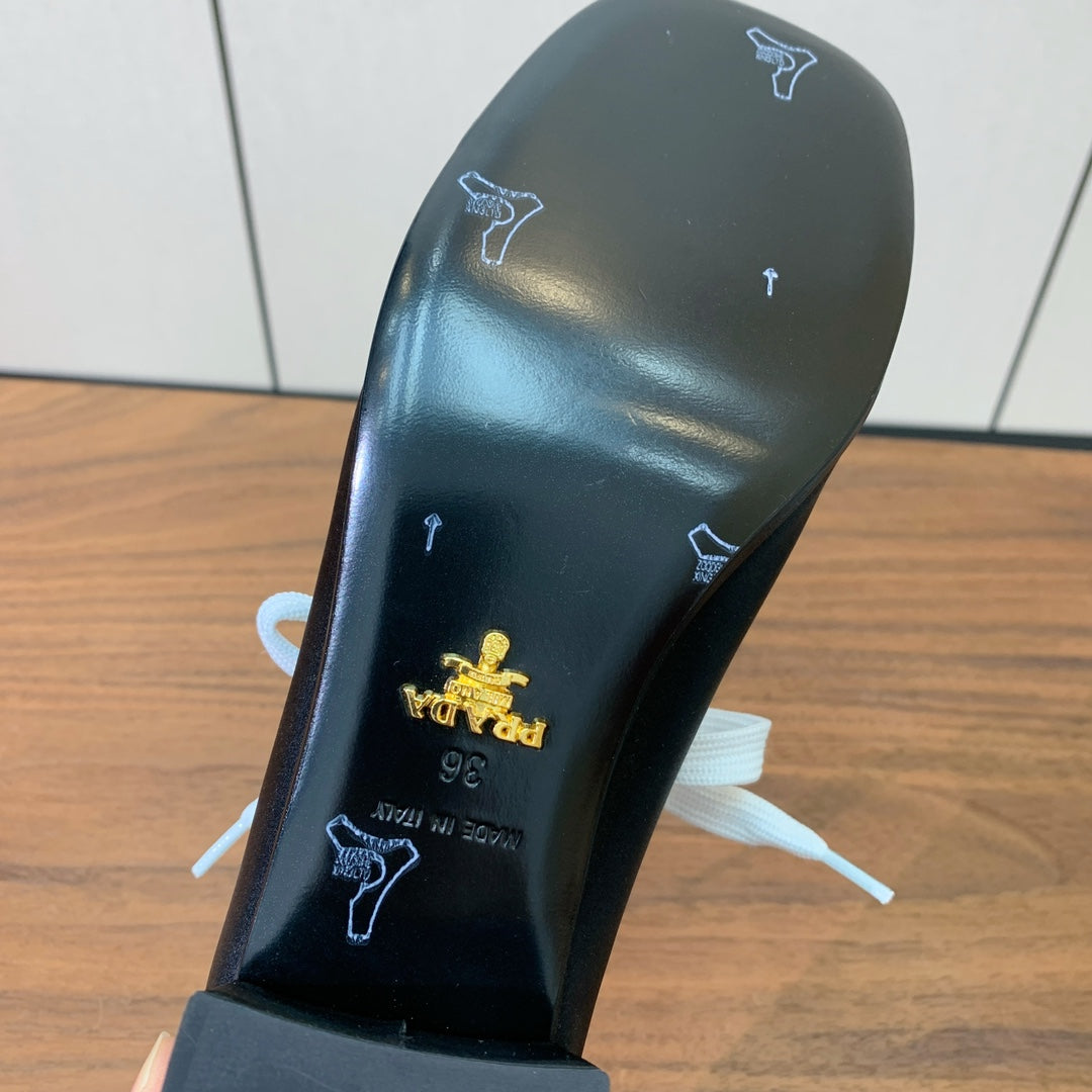 PRA 26S Chunky Heeled 40 Black White Sheepskin 606374