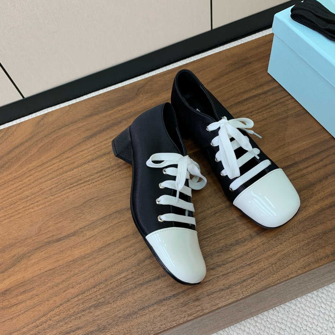 PRA 26S Chunky Heeled 40 Black White Sheepskin 606374