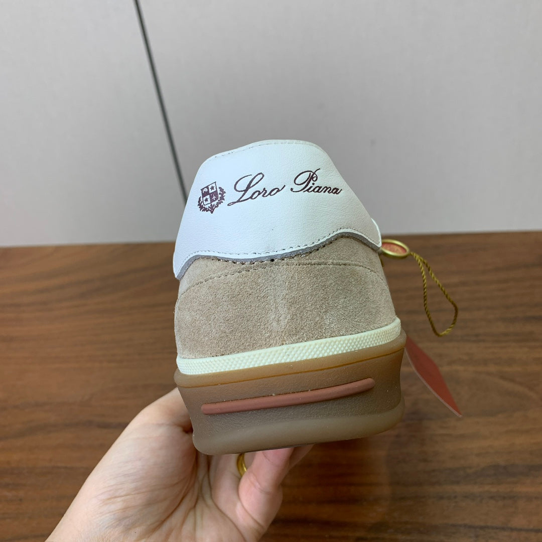 LP 26SS Velcro-strap Sneaker Beige mix White Suede Leather 606508