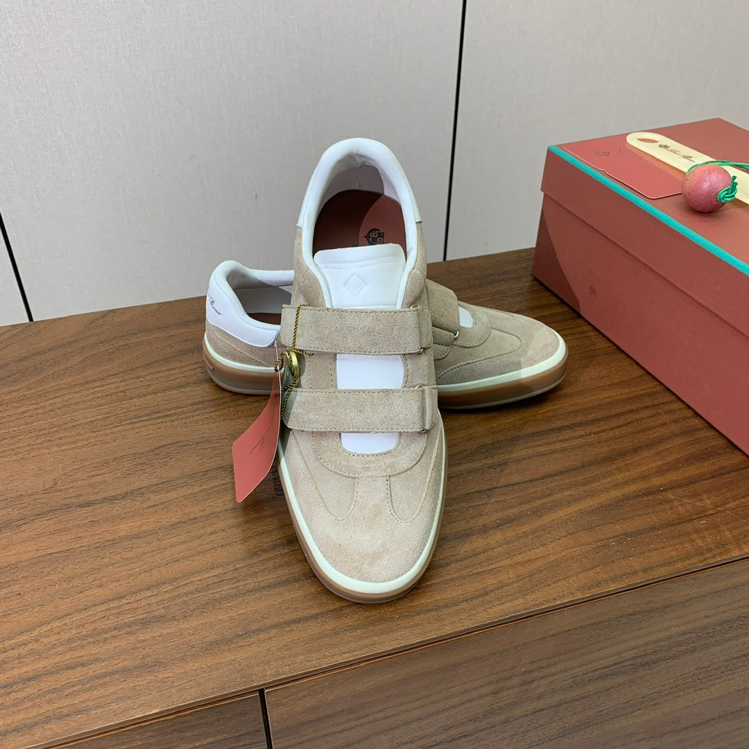 LP 26SS Velcro-strap Sneaker Beige mix White Suede Leather 606508