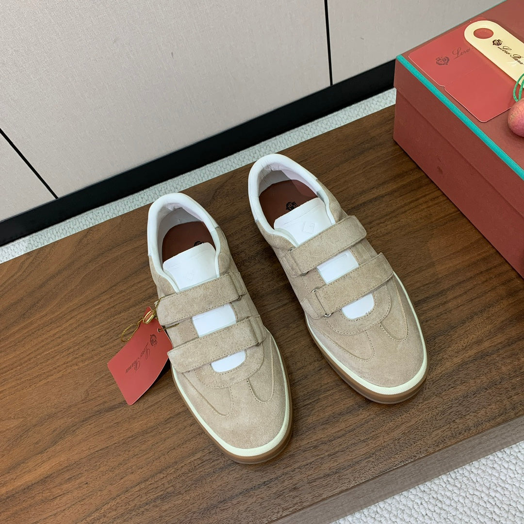 LP 26SS Velcro-strap Sneaker Beige mix White Suede Leather 606508