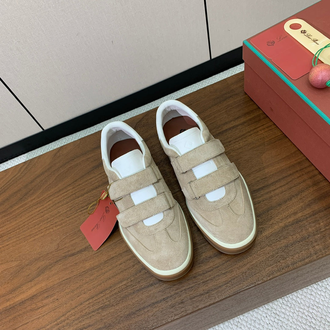 LP 26SS Velcro-strap Sneaker Beige mix White Suede Leather 606508