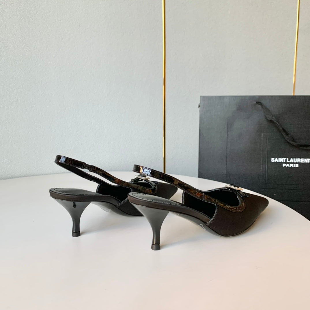 SL BLADE SLINGBACK BLACK SATIN