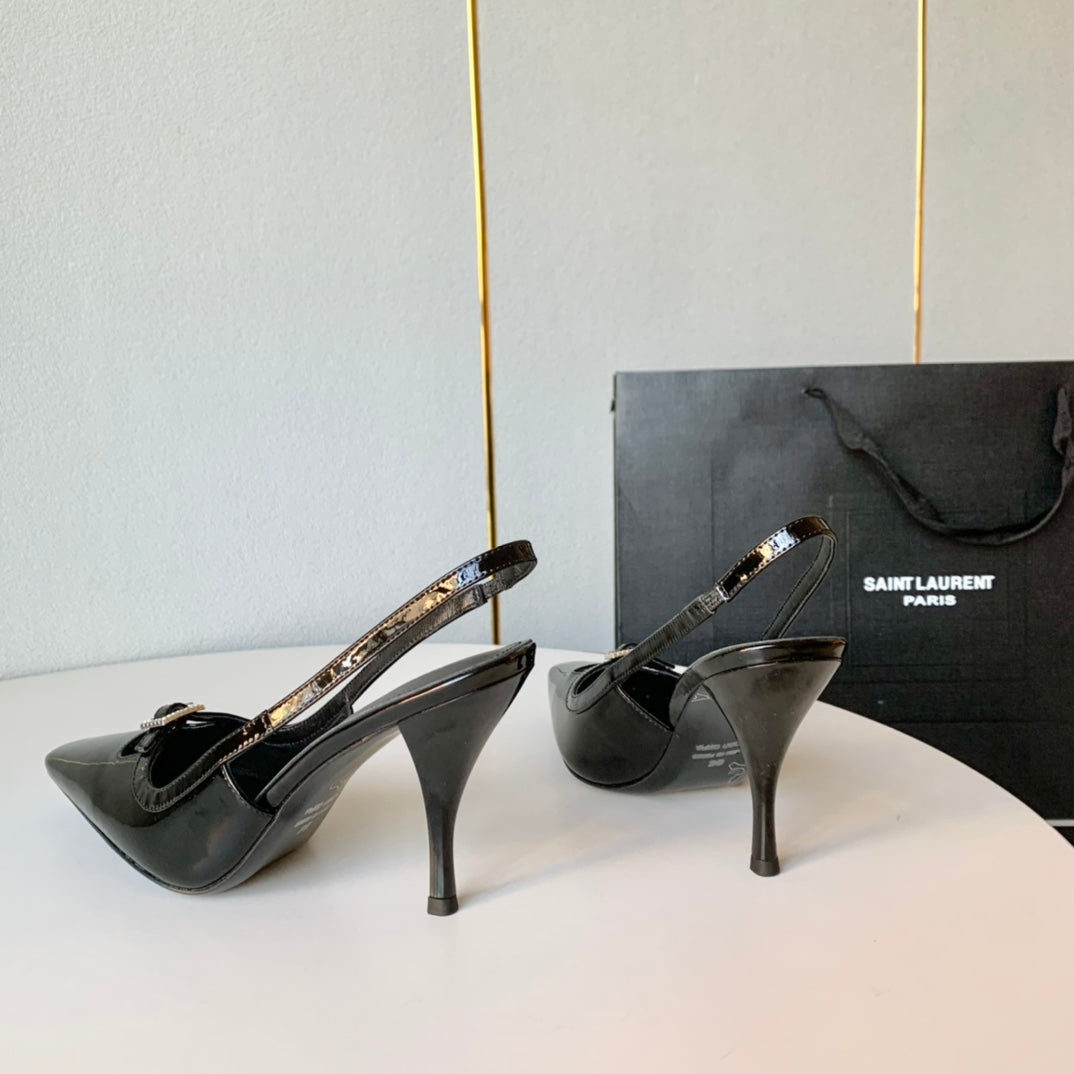 SL BLADE SLINGBACK BLACK POLISHED CALFSKIN