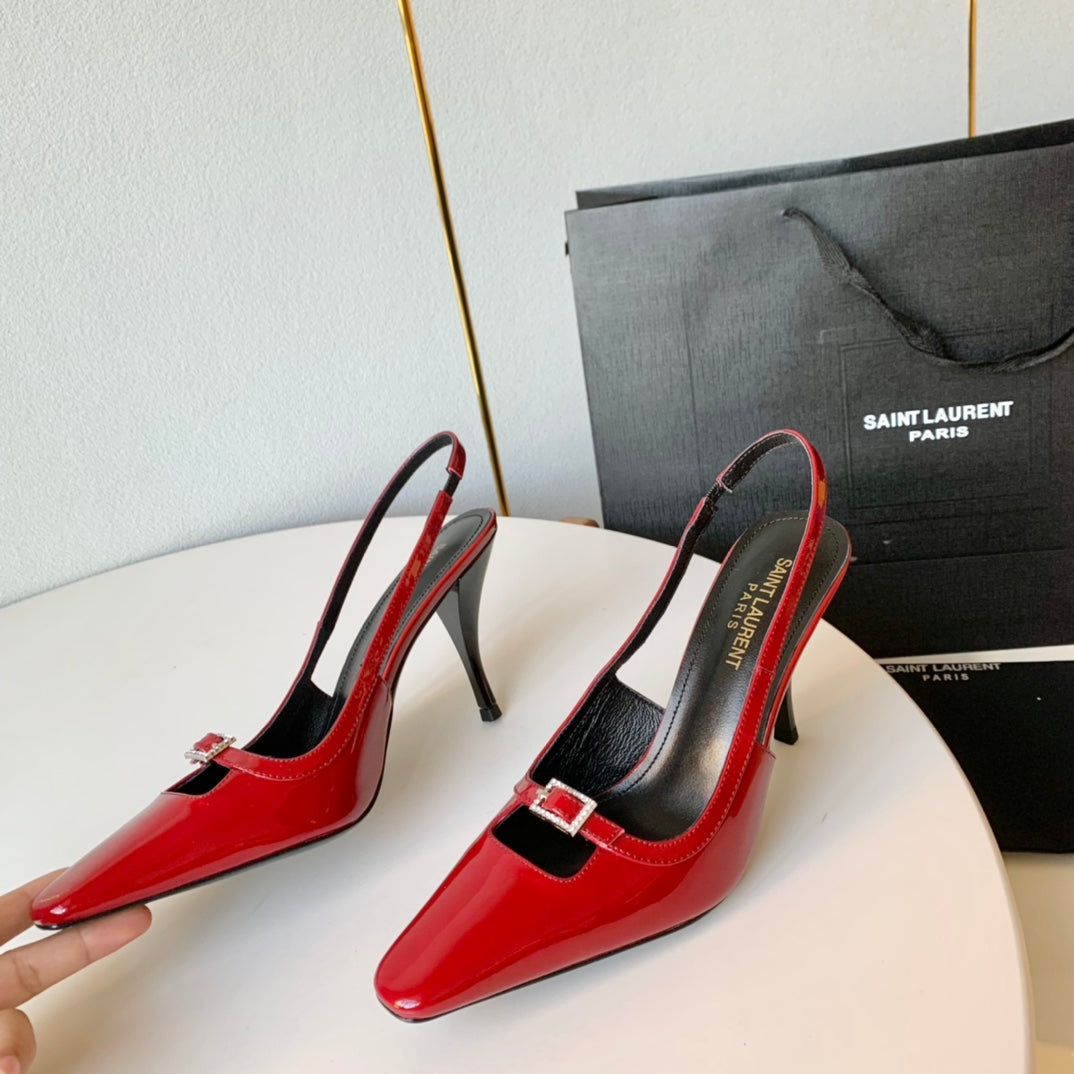 SL BLADE SLINGBACK RED POLISHED CALFSKIN