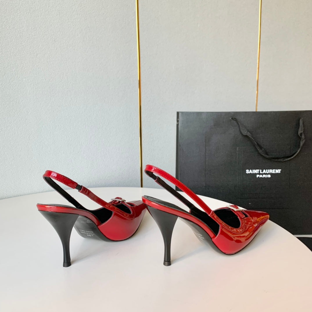 SL BLADE SLINGBACK RED POLISHED CALFSKIN