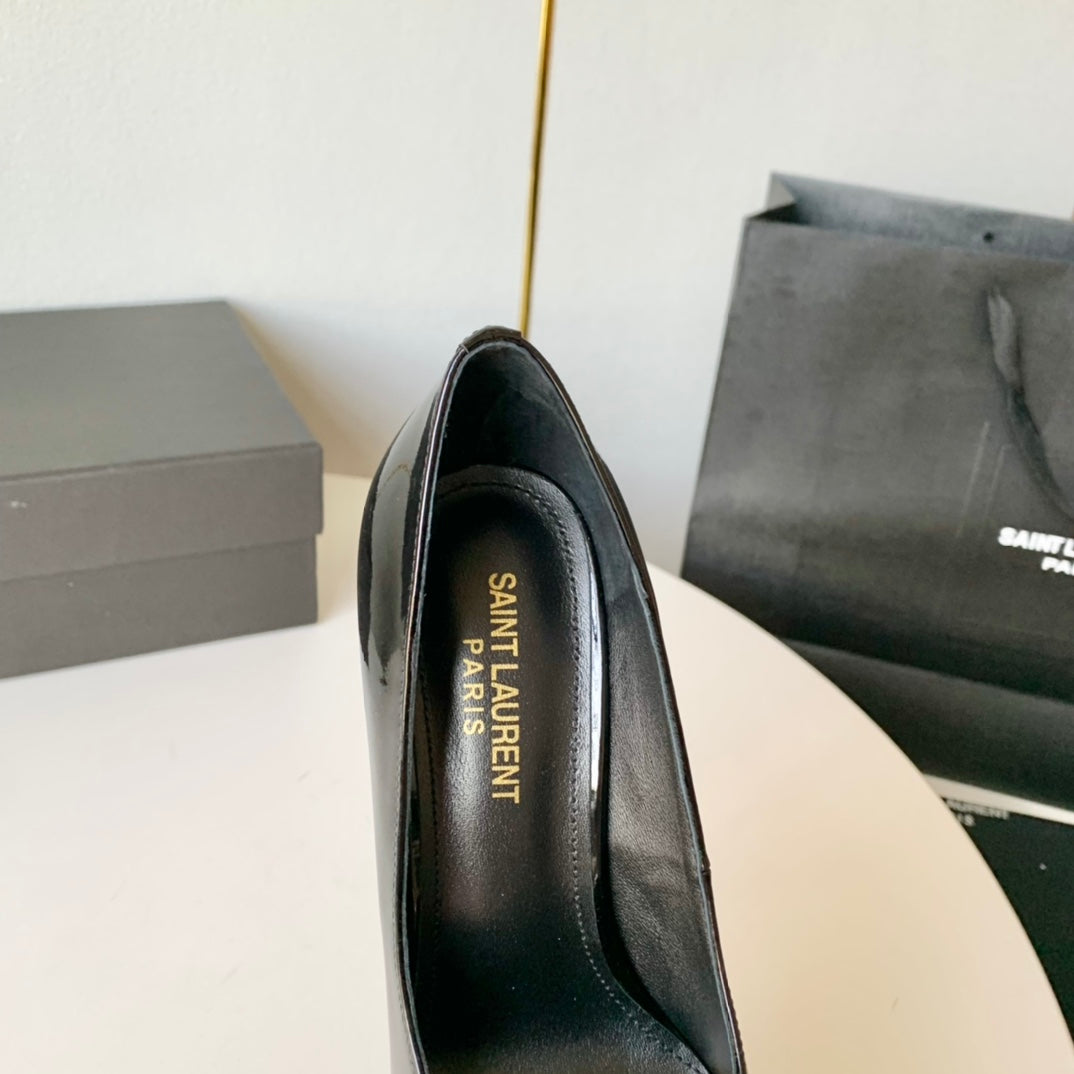 SL TRIANGLE BASIC HIGH HEELS BLACK CALFSKIN