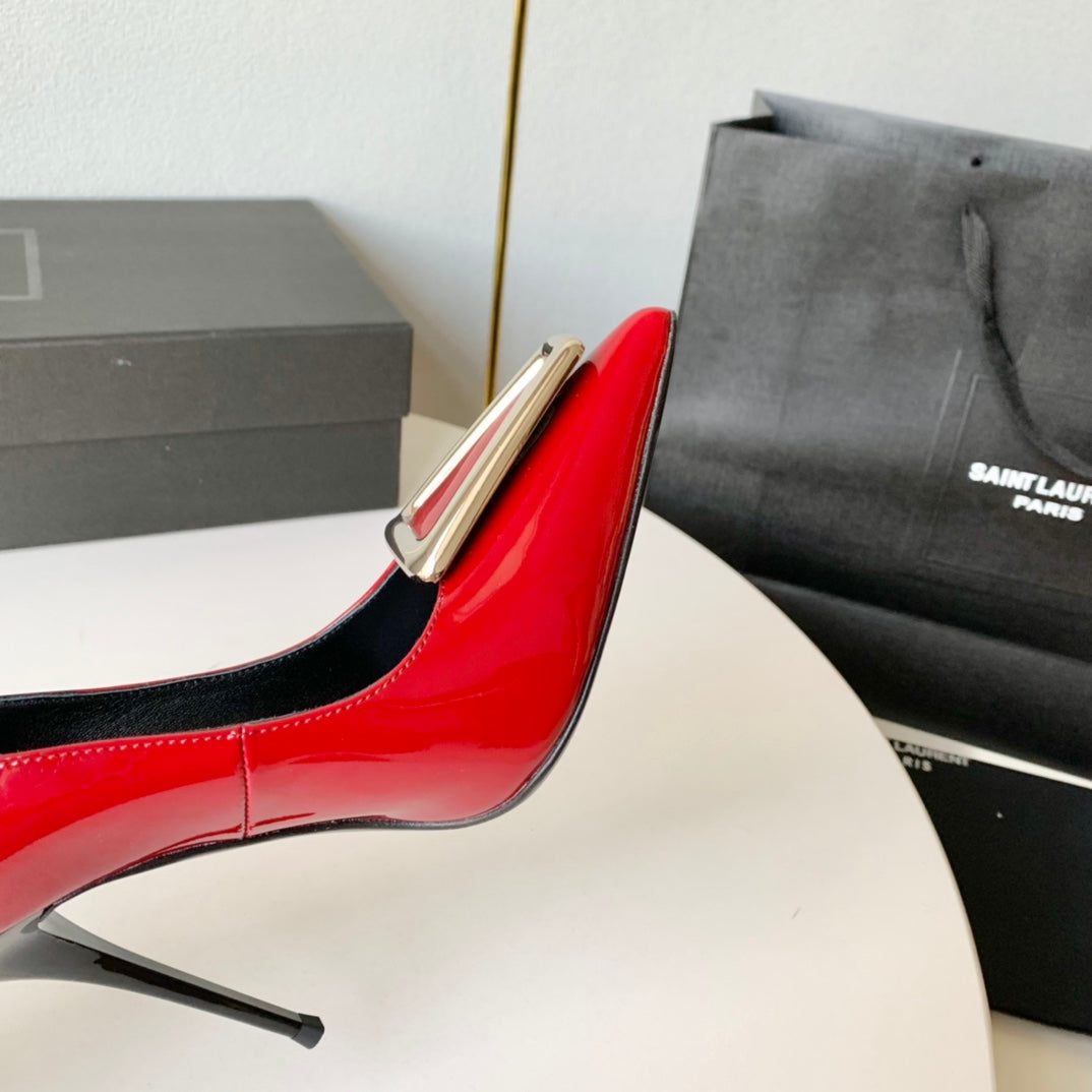 SL TRIANGLE BASIC HIGH HEELS RED CALFSKIN