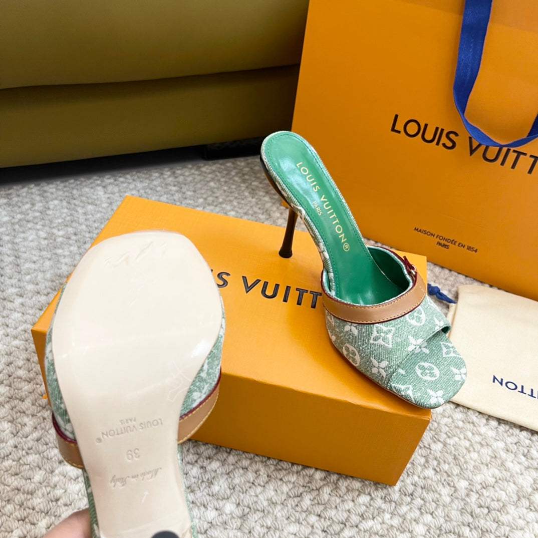 lv neo revival 90 green monogram denim calfskin