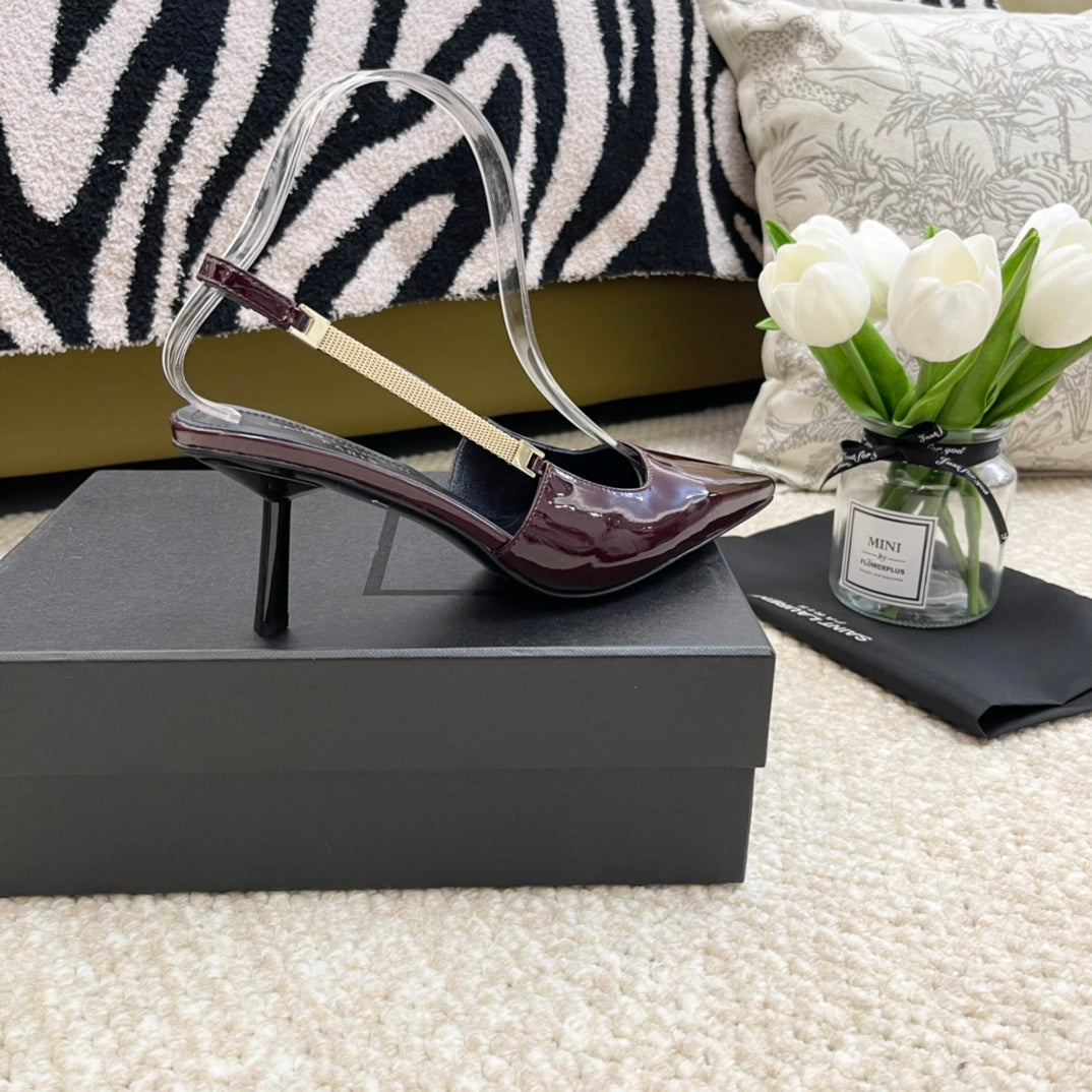 SL BLAKE SLINGBACK PUMPS MULBERRY CALFSKIN