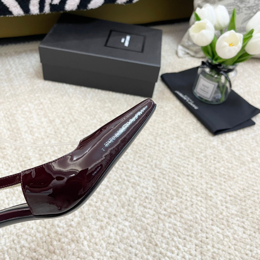SL BLAKE SLINGBACK PUMPS MULBERRY CALFSKIN