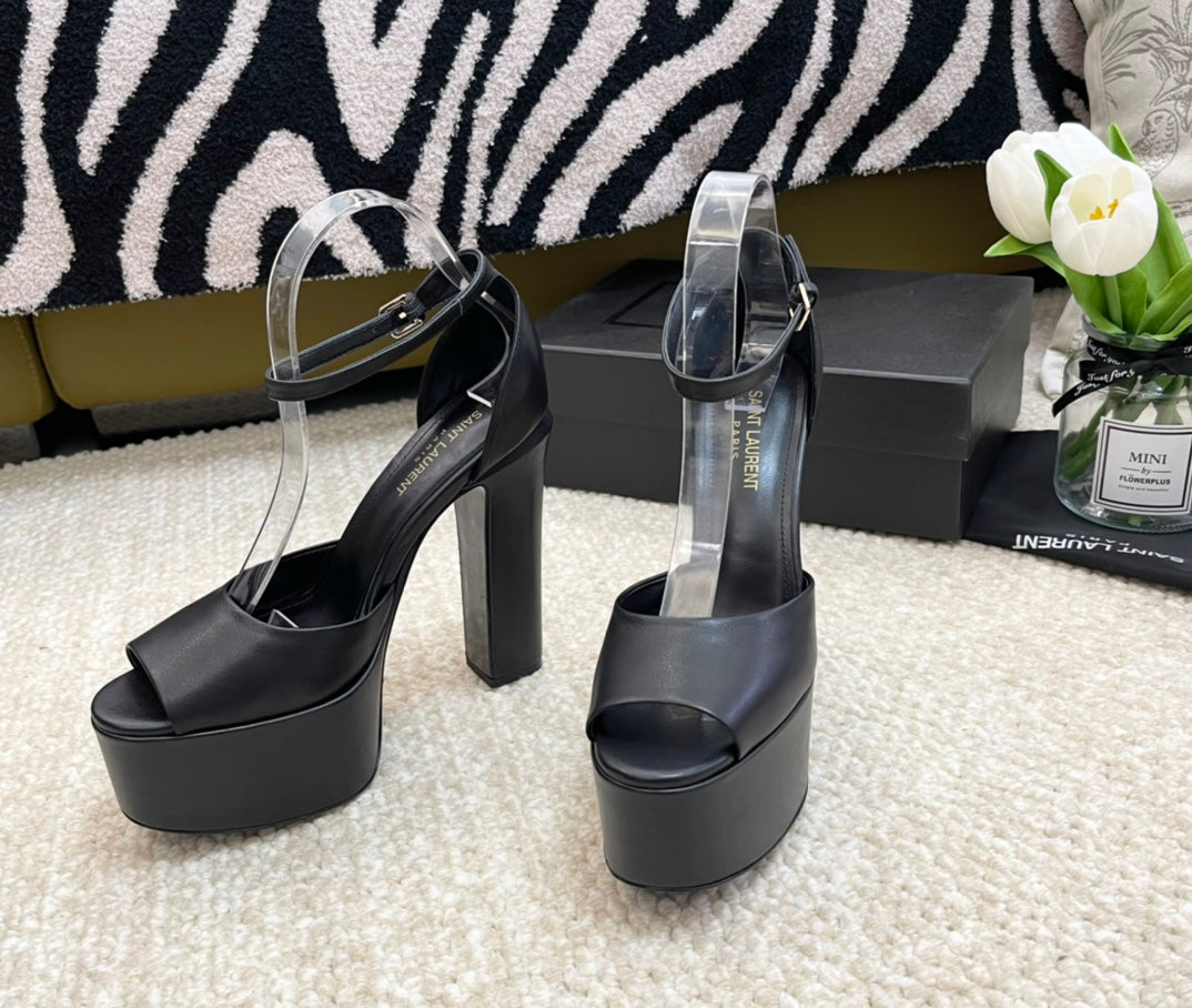 SL JODIE PLATFORM SANDALS BLACK CALFSKIN