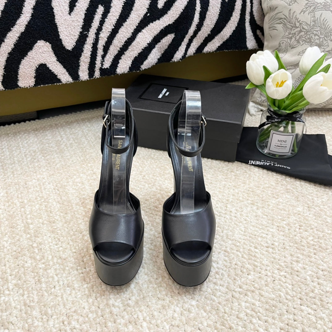 SL JODIE PLATFORM SANDALS BLACK CALFSKIN
