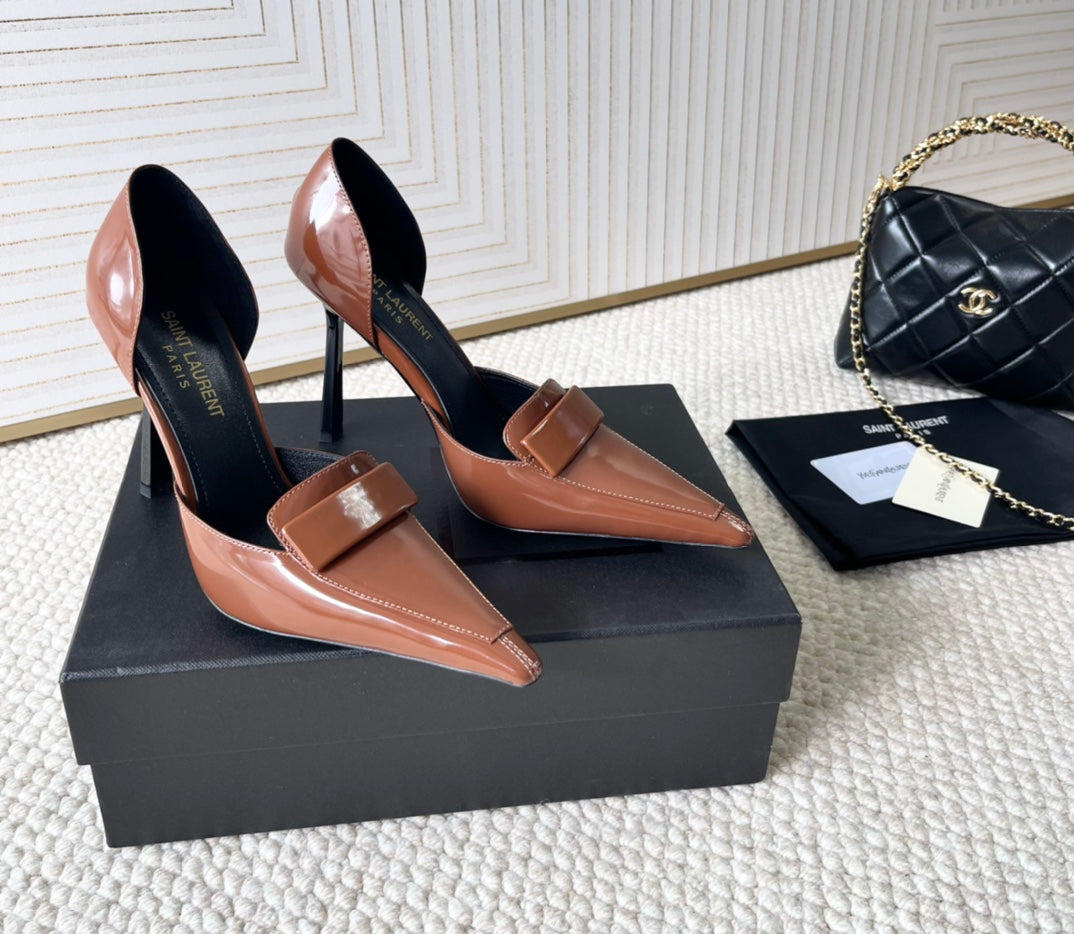 D'ORSAY PUMPS IN BRONZE BROWN SMOOTH CALFSKIN