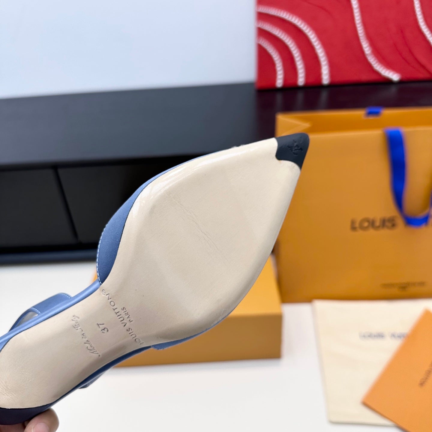 LV 26s  Slingback 75 Light Blue Premium Satin 622435