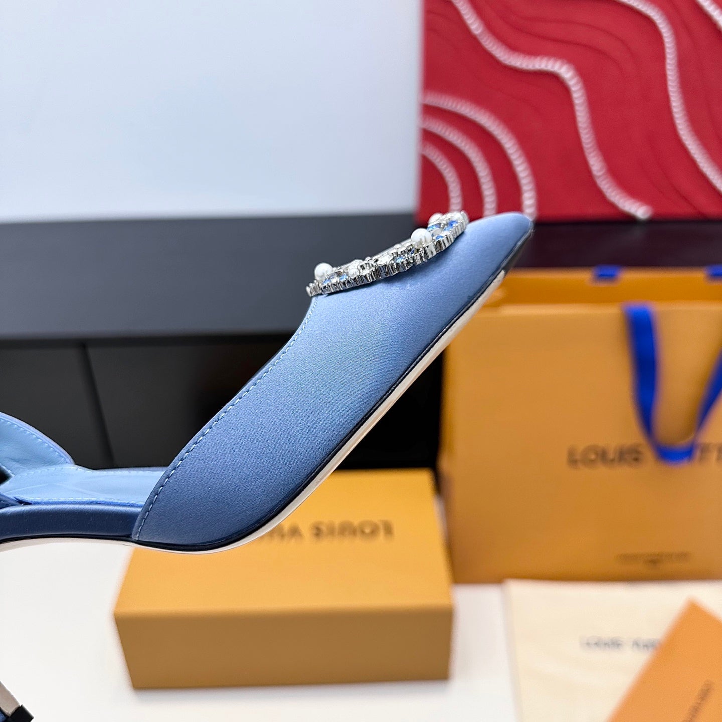LV 26s  Slingback 75 Light Blue Premium Satin 622435