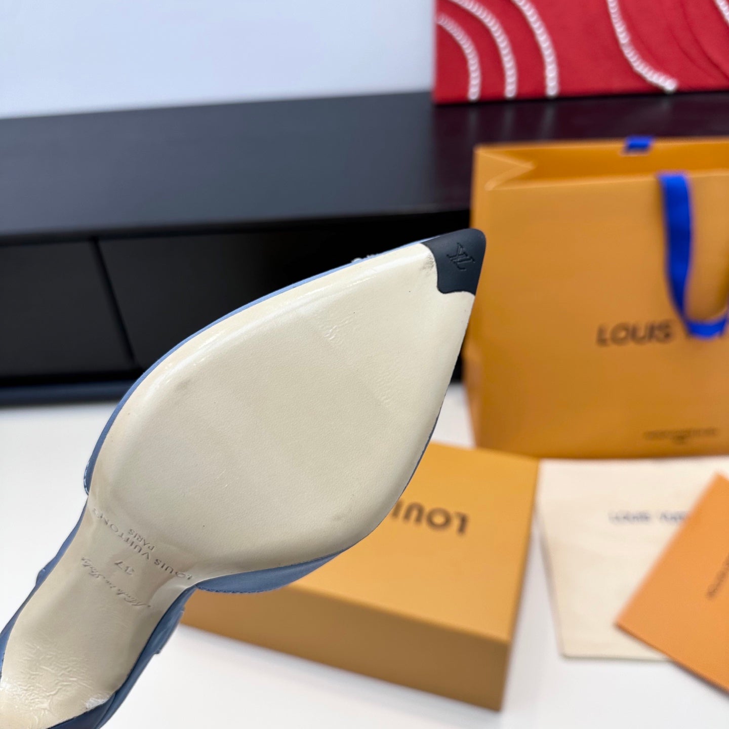 LV 26s  Slingback 95 Light Blue Premium Satin 622436