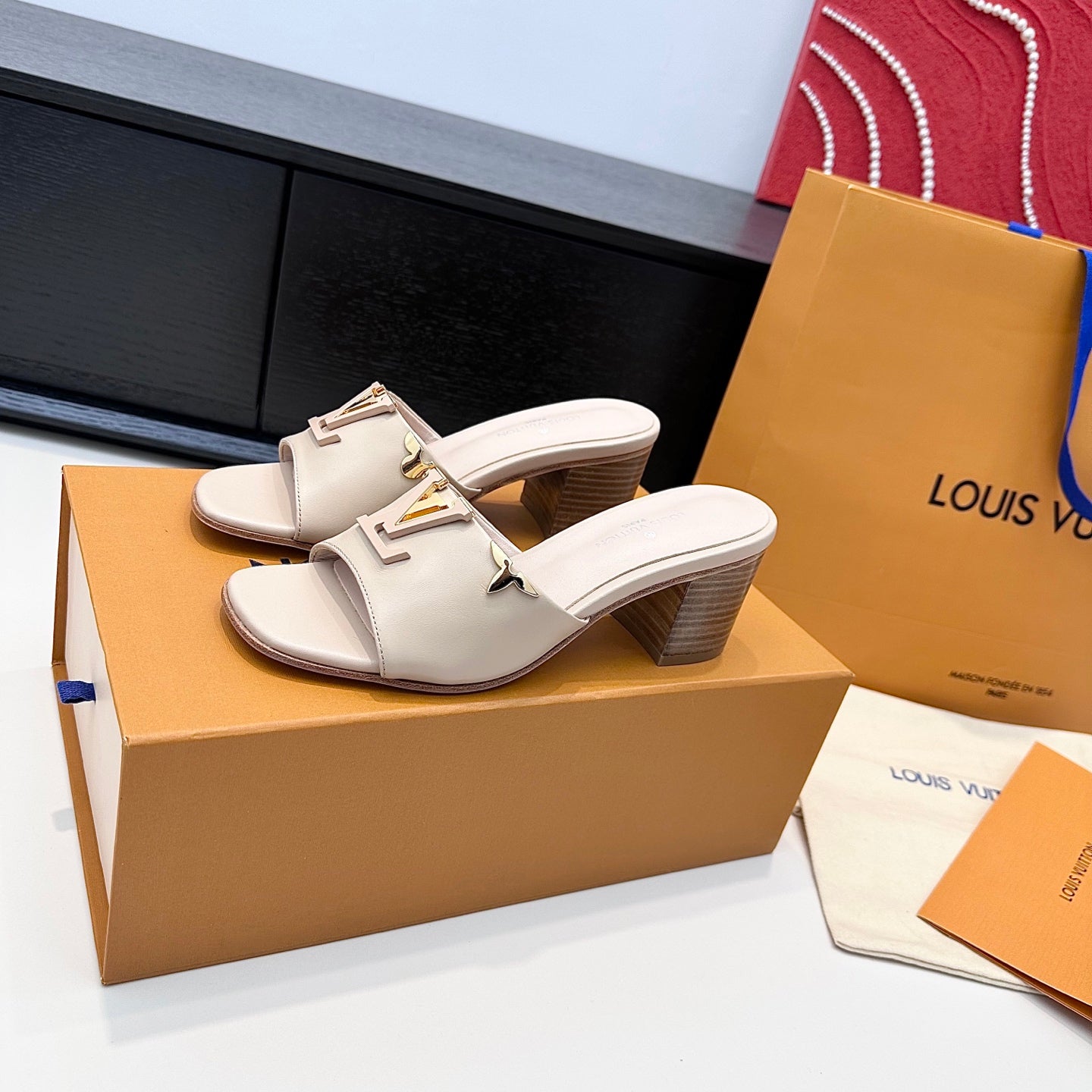 LV 26s High Heels 65 Sandals Light Beige Calfskin 622394