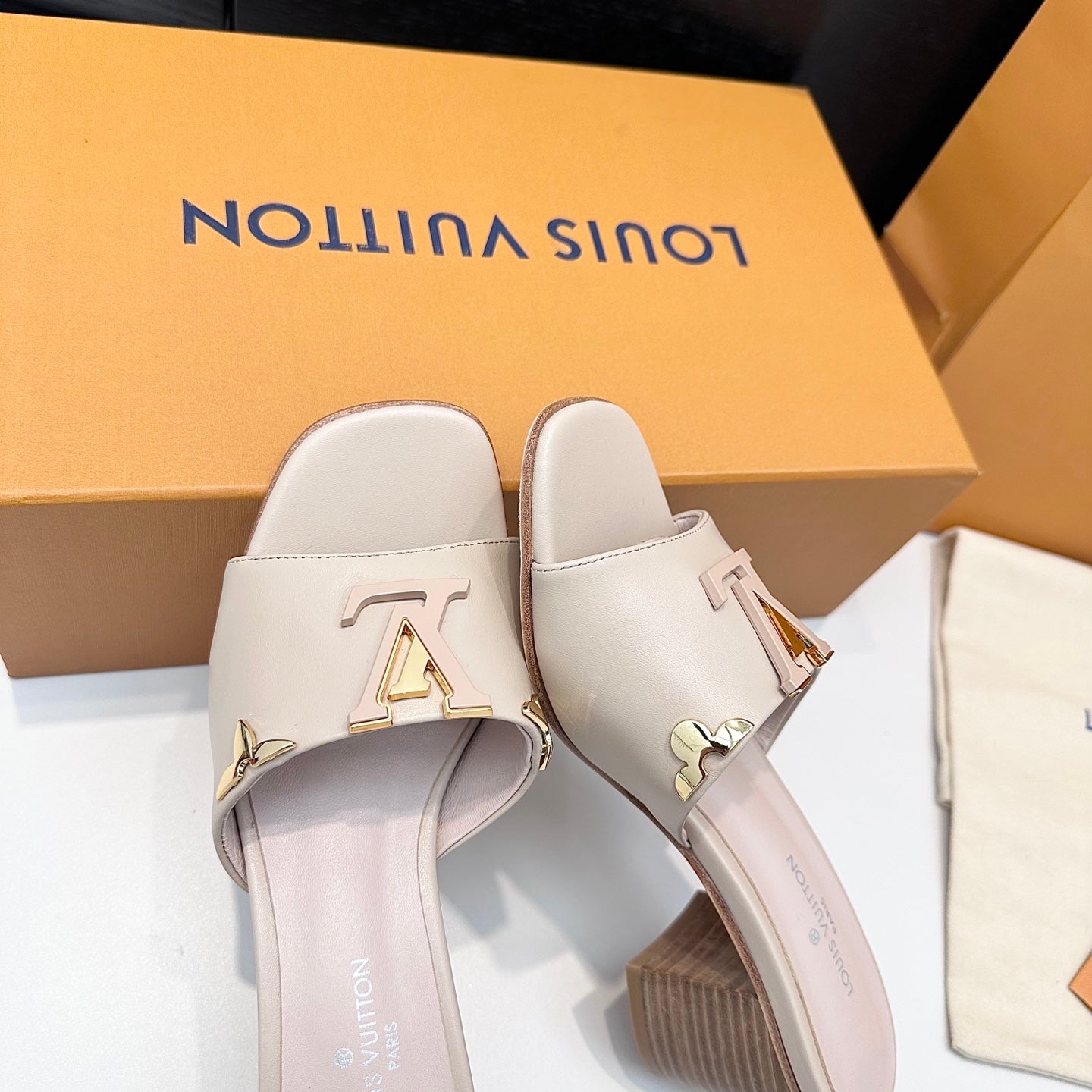 LV 26s High Heels 65 Sandals Light Beige Calfskin 622394