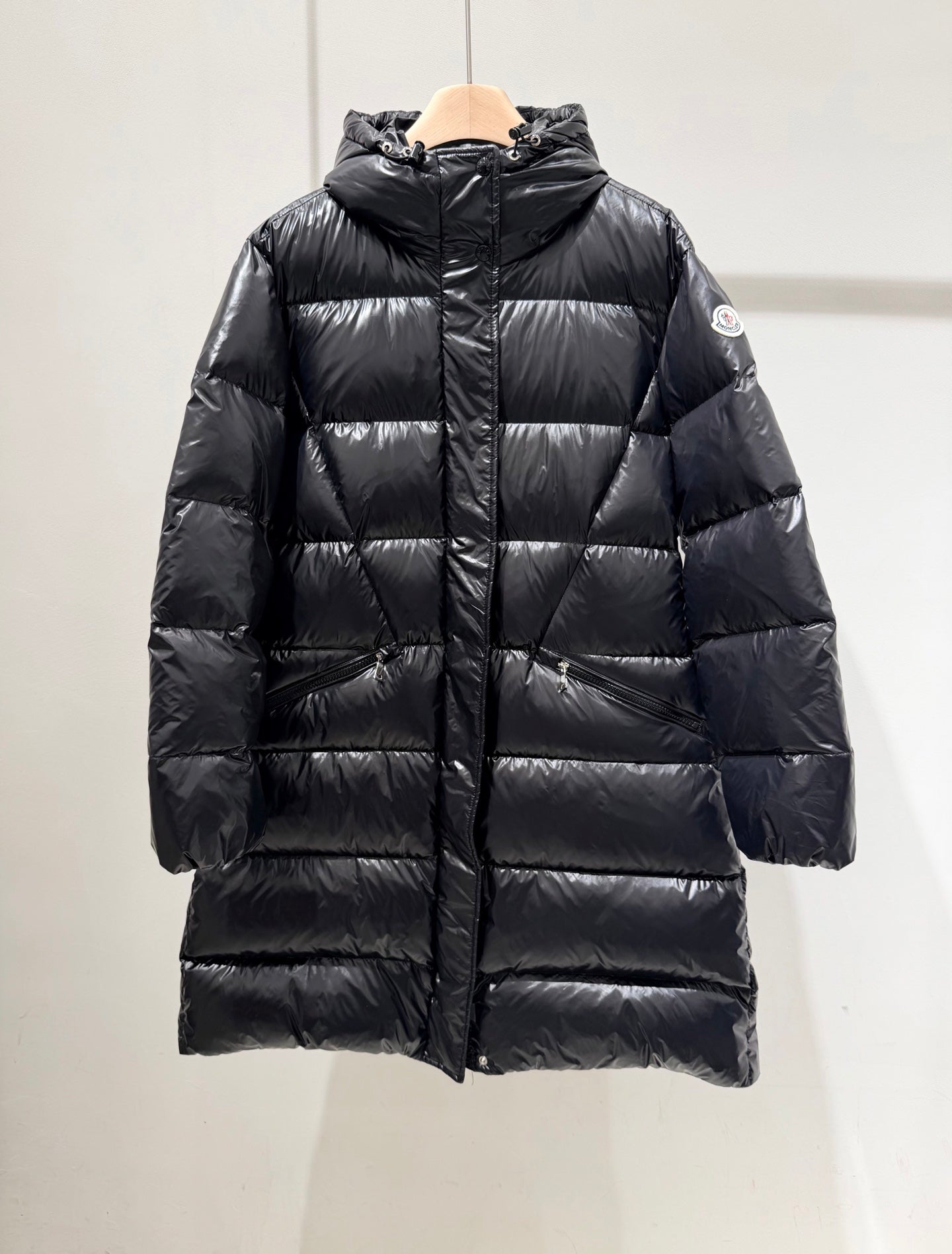 MC 2025 Long Down Coat Glossy Black Polyester 0001