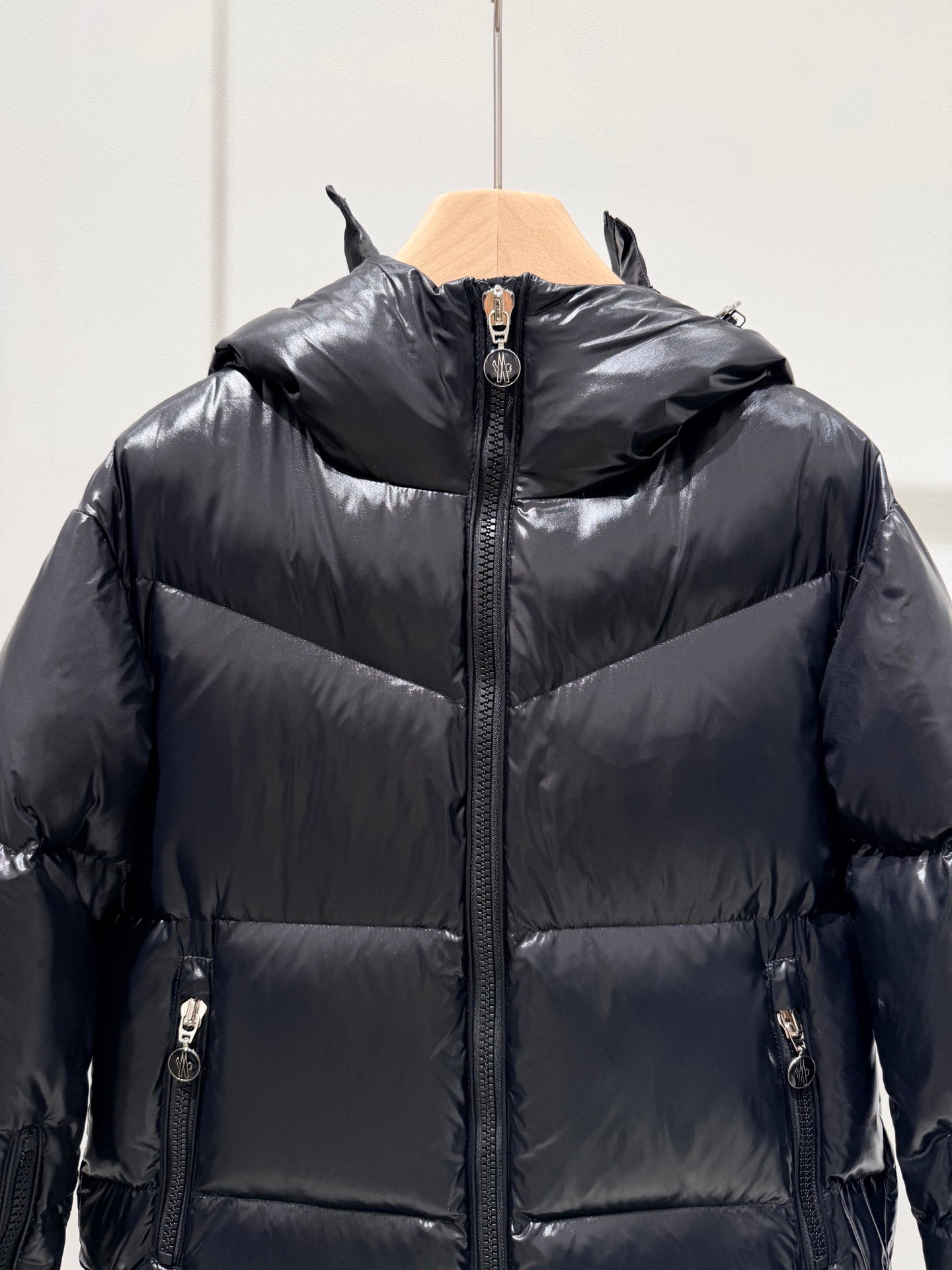 MC 2025 Long Down Coat Glossy Black Polyester