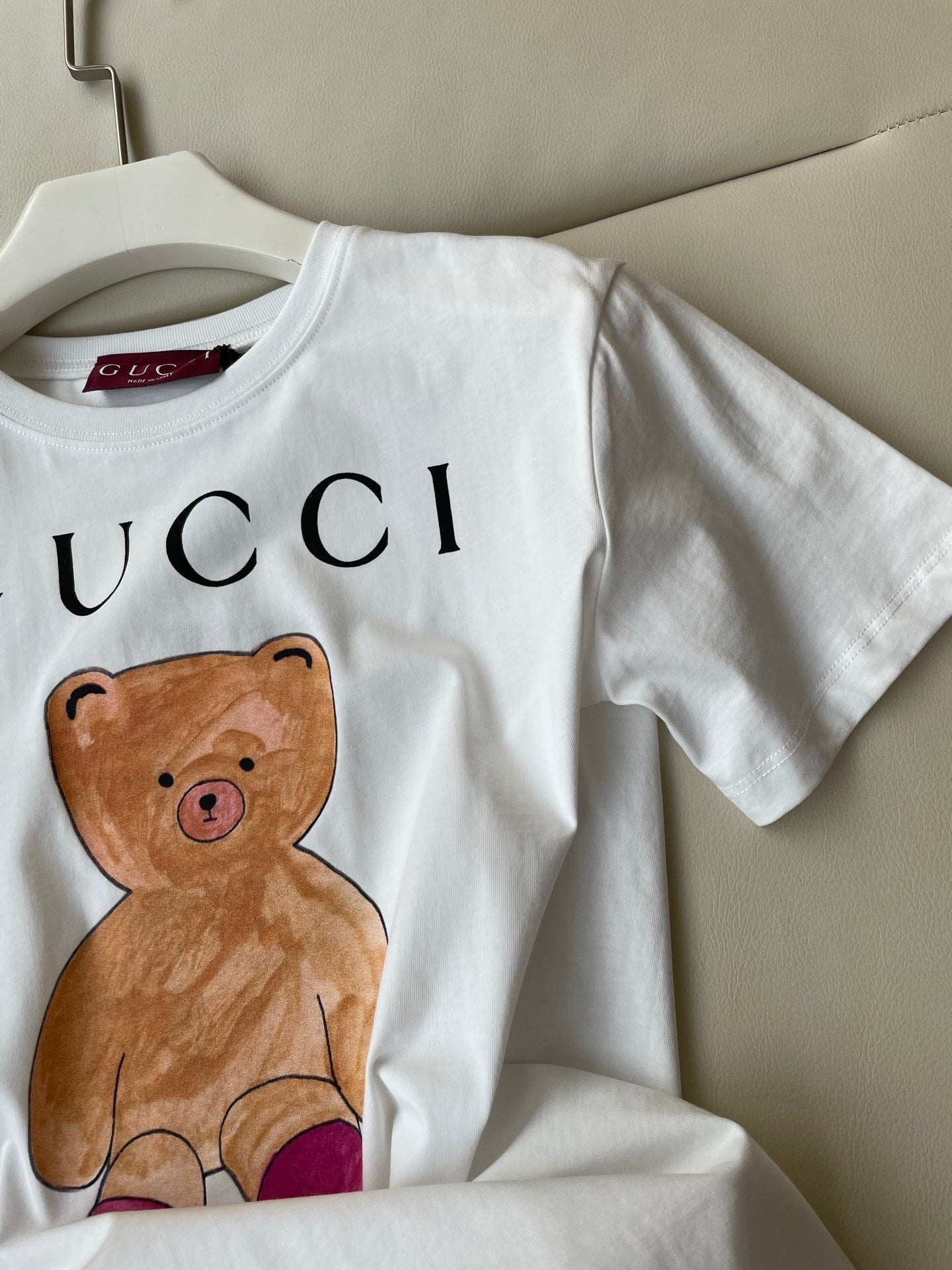 Gucci 25 Bear T-shirt White Brown Cotton