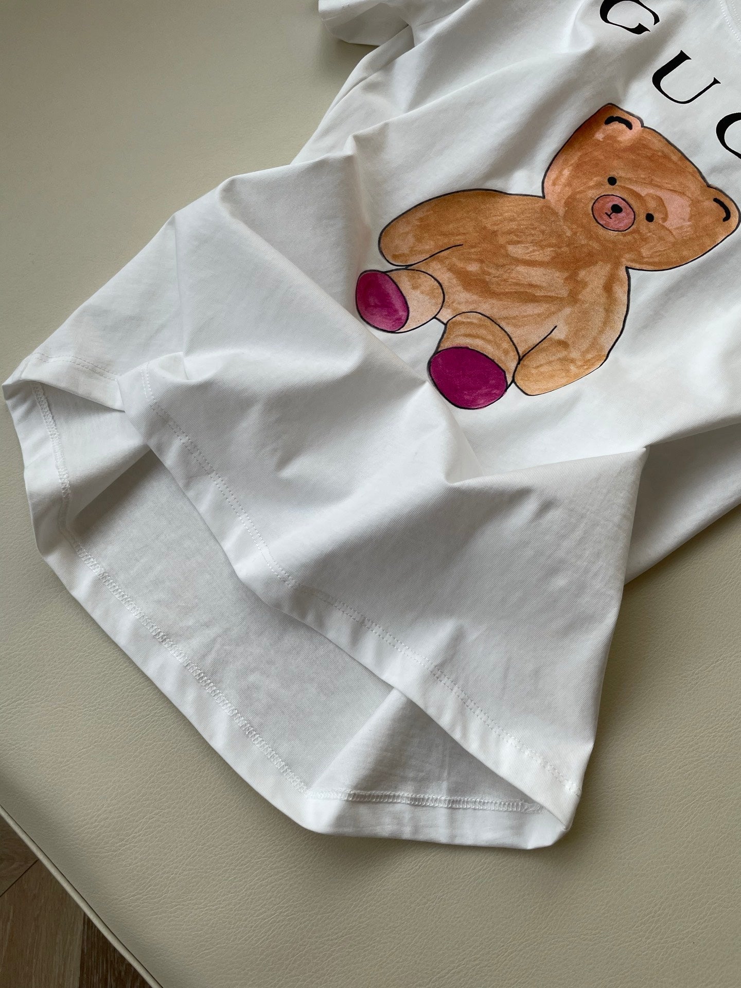 Gucci 25 Bear T-shirt White Brown Cotton