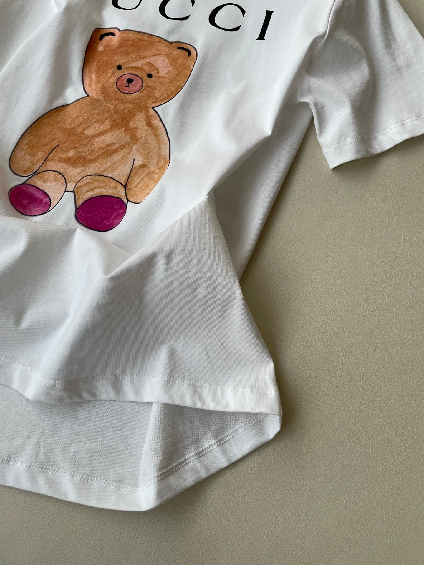 Gucci 25 Bear T-shirt White Brown Cotton