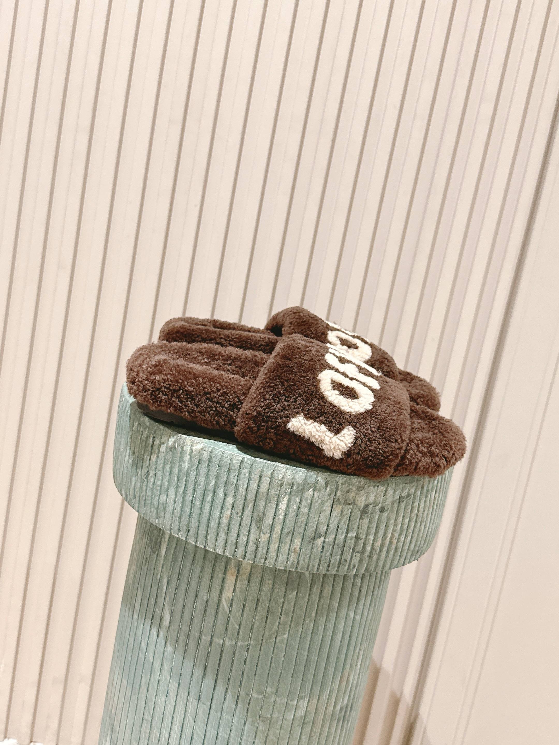 Loewe 2025 Fur Slipper Brown Beige Wool 556013