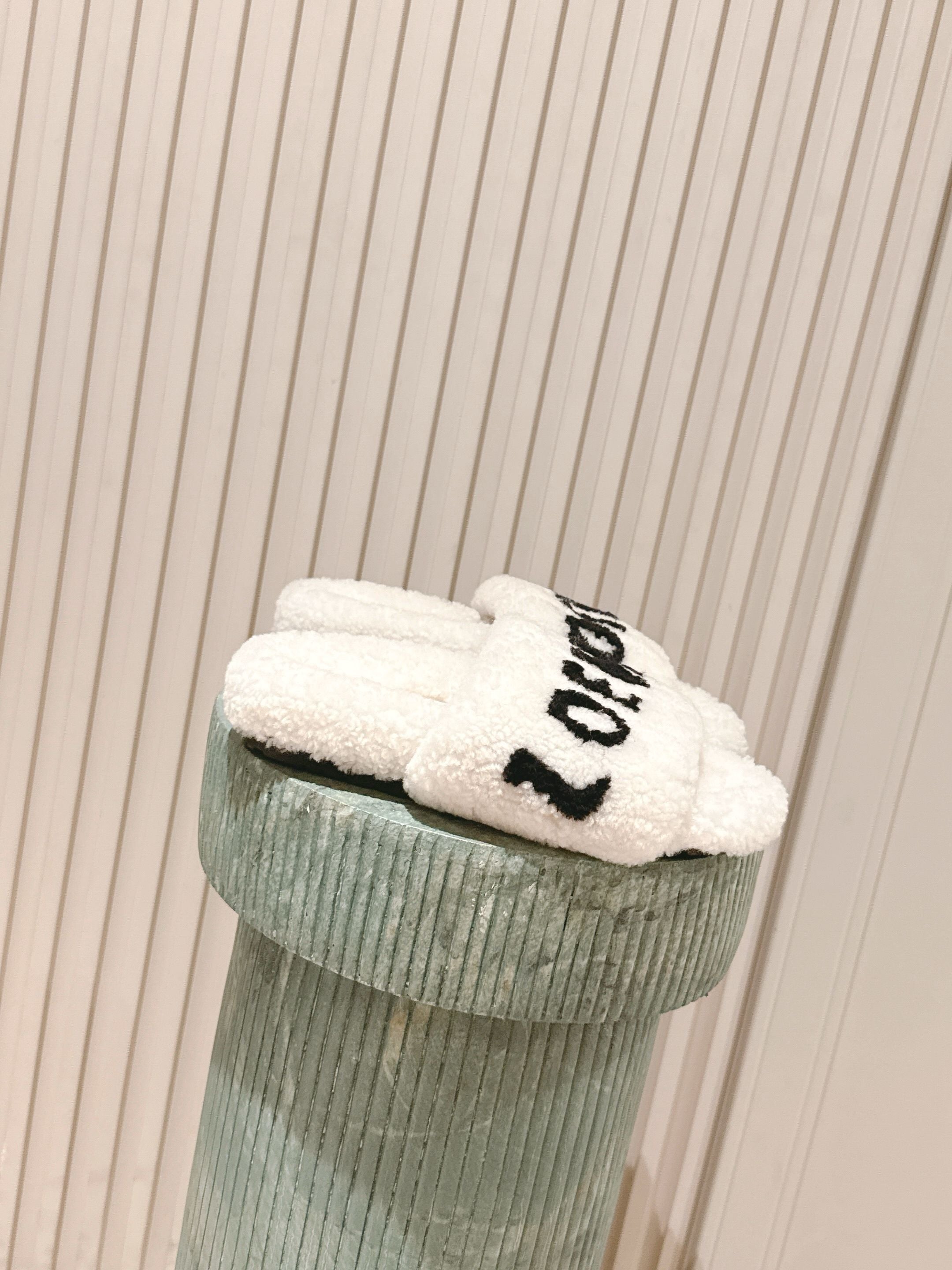 Loewe 2025 Fur Slipper White Black Wool 556014