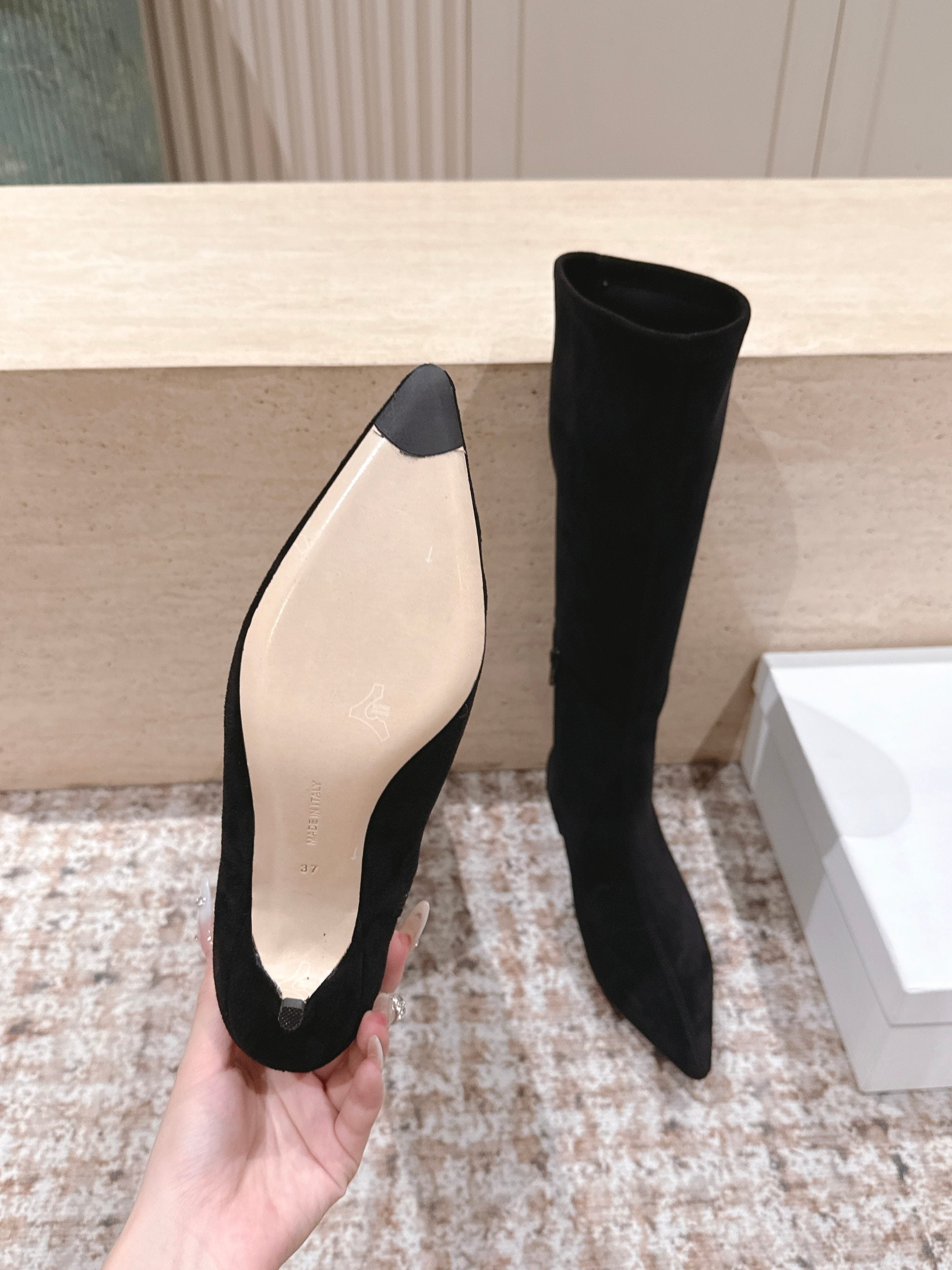 The Row 2025 Long Boot Black Suede 556127