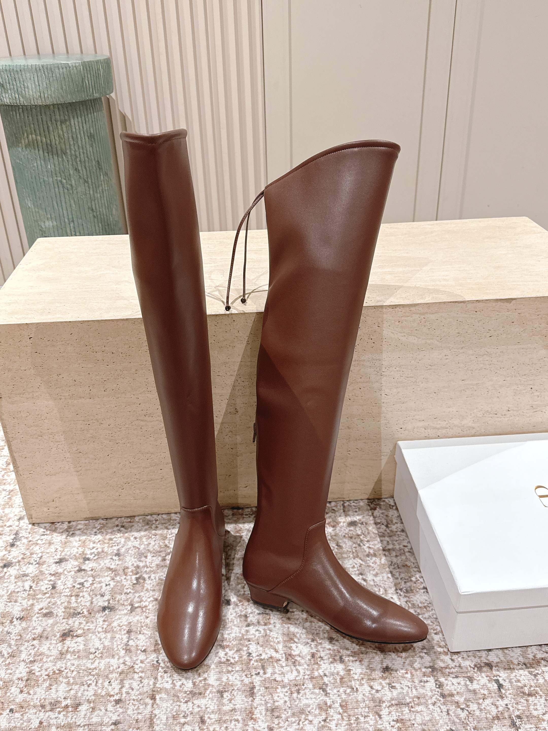 The Row 2025 Over-the-knee Boot Brown Elastic PU Sheepskin 556128