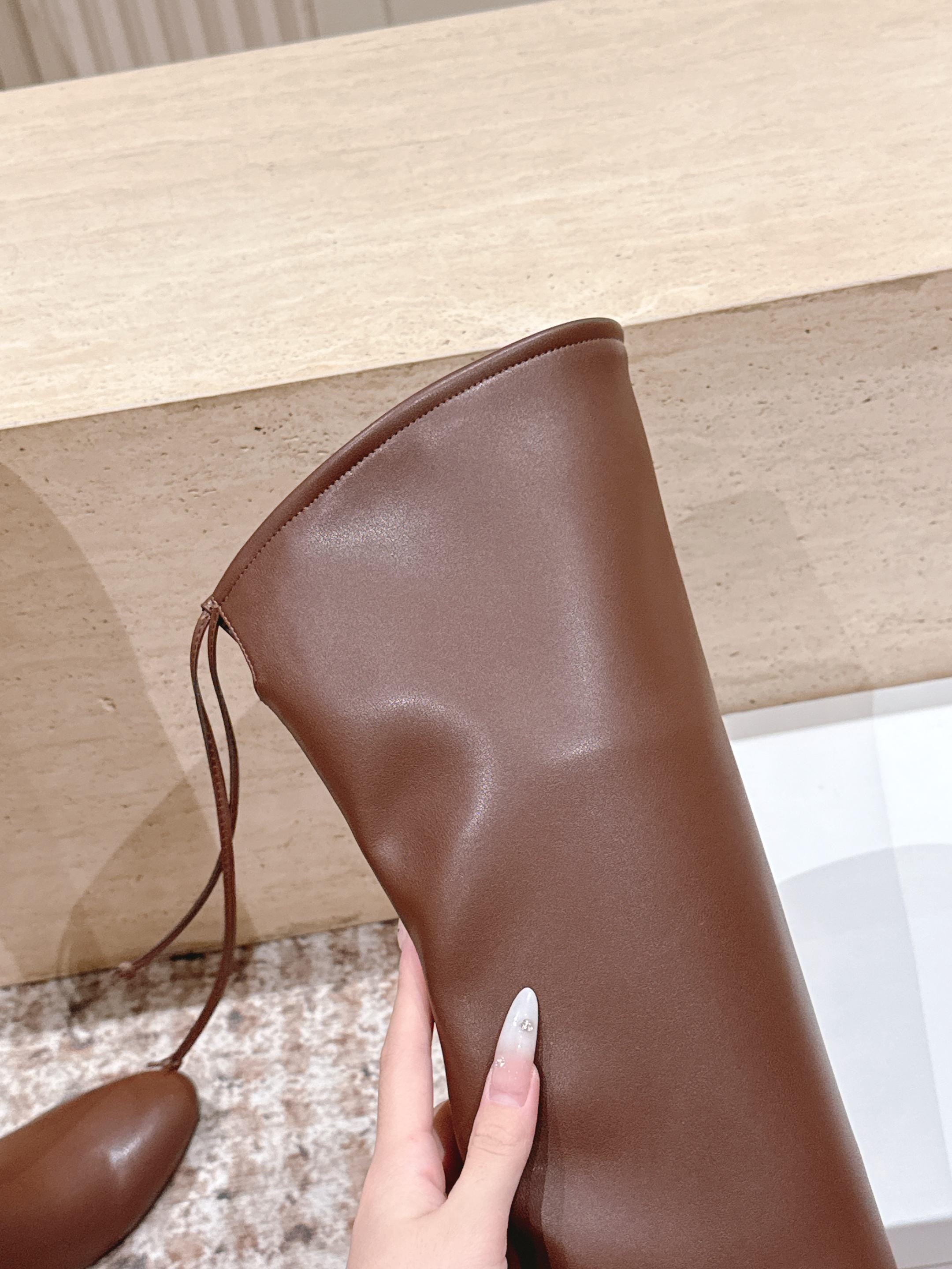 The Row 2025 Over-the-knee Boot Brown Elastic PU Sheepskin 556128