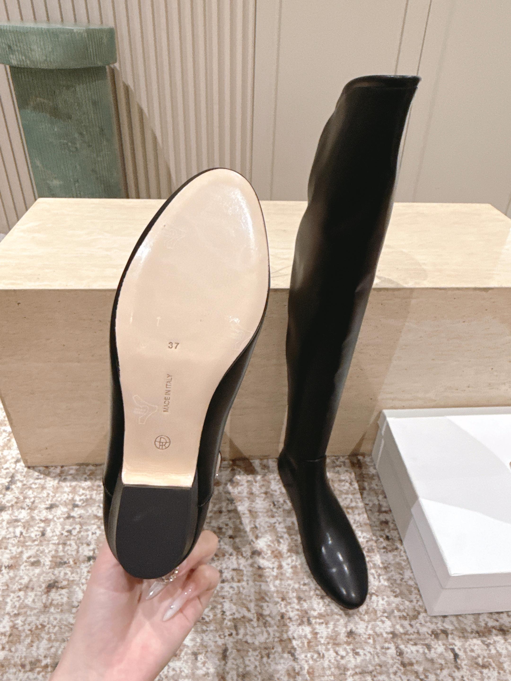 The Row 2025 Over-the-knee Boot Black Elastic PU Sheepskin 556129