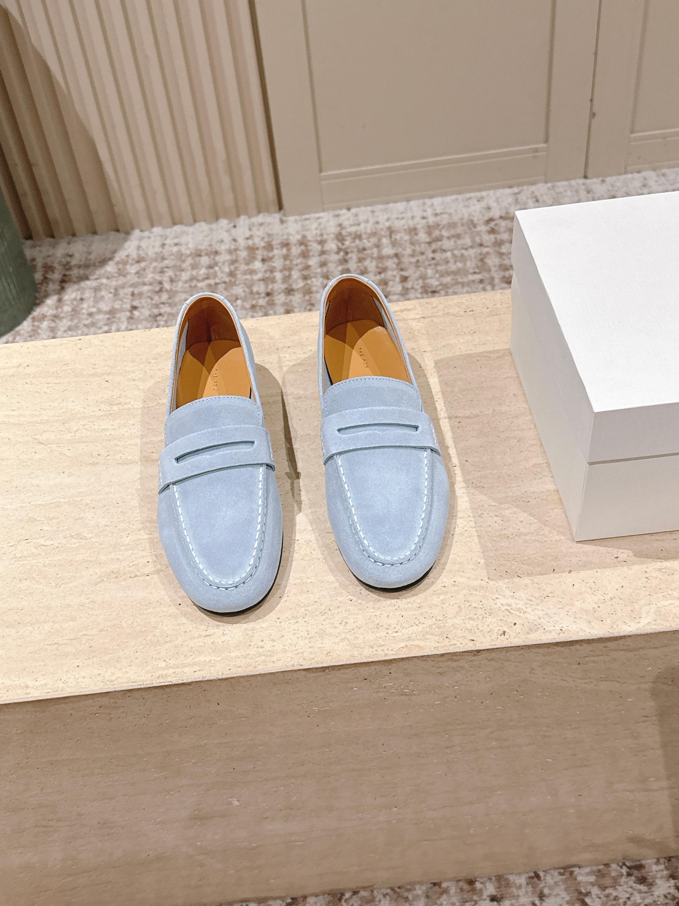 The Row 2025 Loafer Light Blue Suede 556140