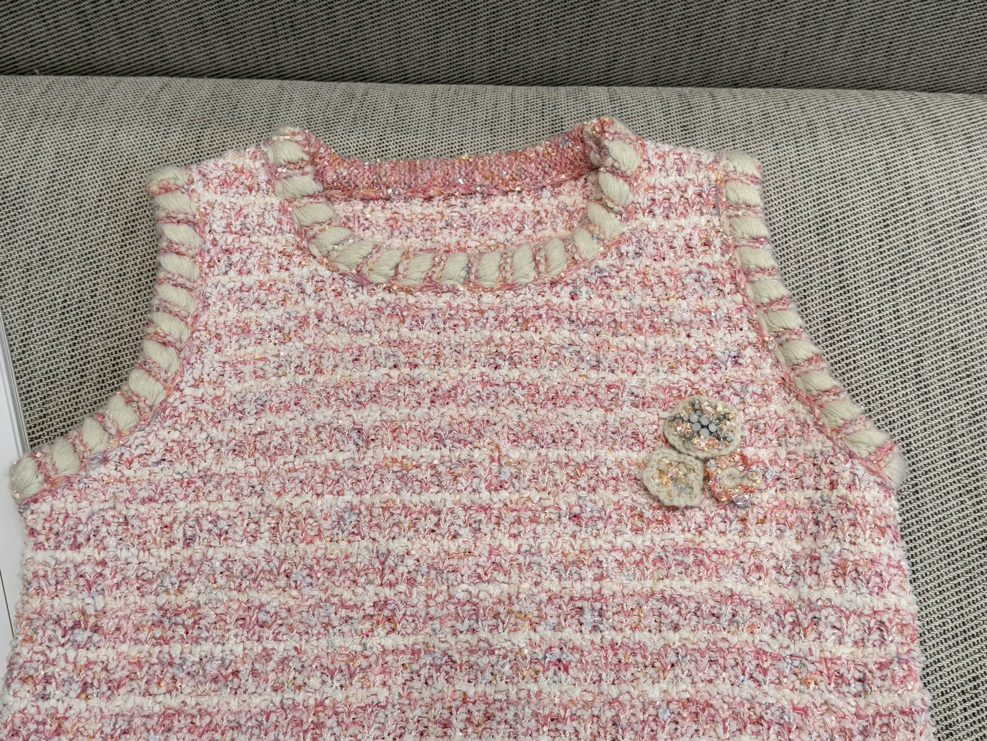 CC Tweed Sleeveless Dress Pink Polyester 251310